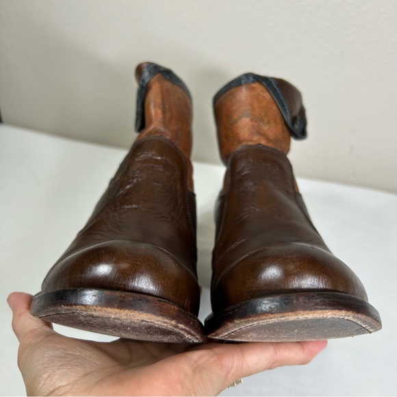 JB Dillon Reserve Brown Leather Paisley Pattern Zip Cowgirl Trendy Ankle Boots 8 - Picture 12 of 16